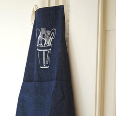 Kitchen Tools Apron, Denim/White